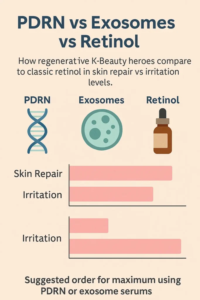 How regenerative K‑Beauty heroes compare to classic retinol in skin repair vs irritation levels.