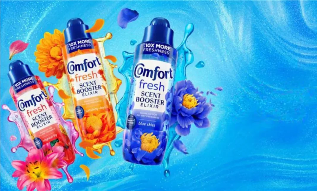 Comfort Fabric Enhancer Innovation Comfort Fabric Enhancer Innovation product display with floral elements